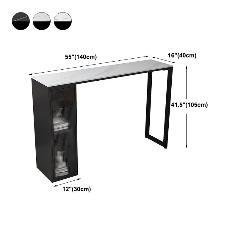 Industrial Style Bar Table Stone Top 42-inch Height Pub Table with Glass Door Clearhalo 'Bar Furniture' 'Bar Tables' 'bar_tables' 'furn' 'furn_bar_tables' 'Furniture' 'furniture_bar_tables' 'Kitchen & Dining Furniture' 1200x1200_b7ab8eda-7b2f-4da3-aa9b-32f8ba53ffcd