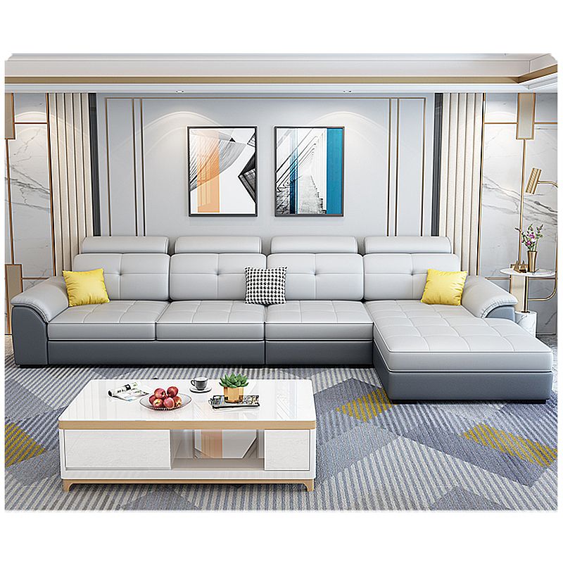 L-shape Faux Leather/Linen Sectionals with Reversible Chaise and Storage Clearhalo 'furn' 'furn_sectionals' 'Furniture' 'furniture_sectionals' 'Living Room Furniture' 'Sectionals' 1200x1200_b7ae3ab1-03f6-4b66-aaef-5e632344d7f8