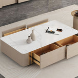 Schiefer rechteckiger Couchtisch weißer Couchtisch mit Schublade