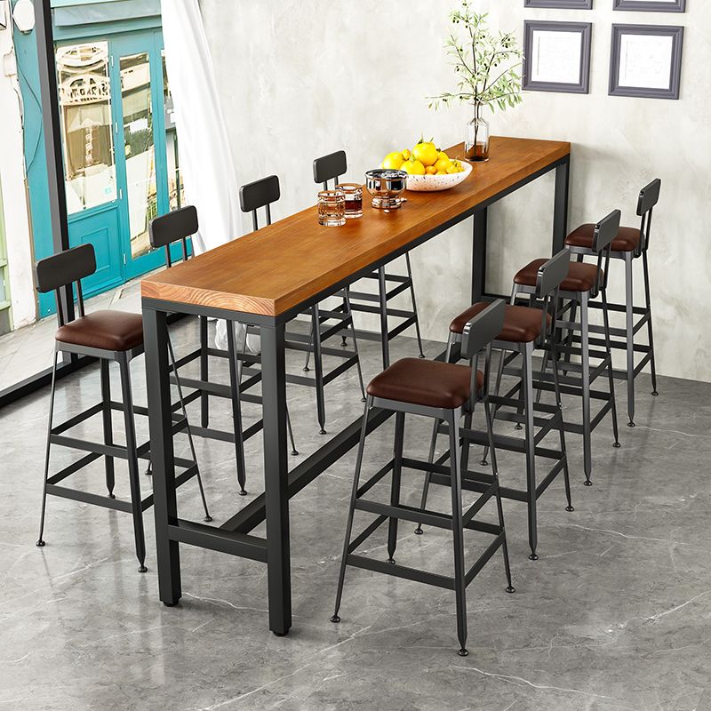 Tavolo da bar in legno in legno marrone chiaro tavolo da pub in metallo industriale