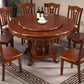 Brown Wood Dining Table for Home Rubberwood Dinette Table with Pedestal