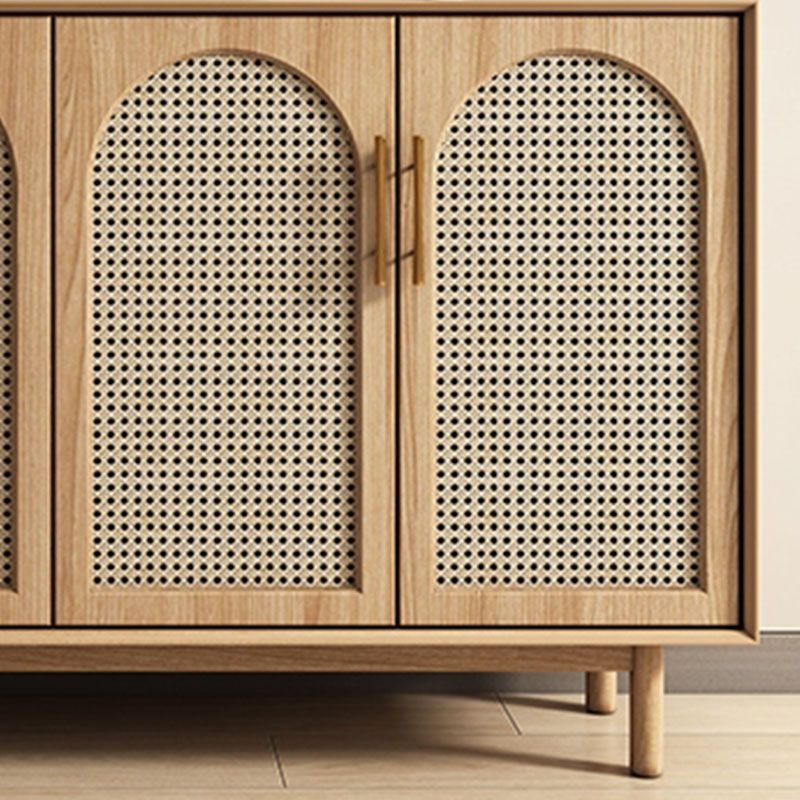 Contemporary Brown Wicker Doors Sideboard Solid Wood Buffet Table with Doors Clearhalo 'buffet_sideboard' 'Buffets & Sideboards' 'furn' 'furn_buffet_sideboard' 'Furniture' 'Kitchen & Dining Furniture' 1200x1200_b7b37908-4a1e-4bda-8877-f3bc49ea5292