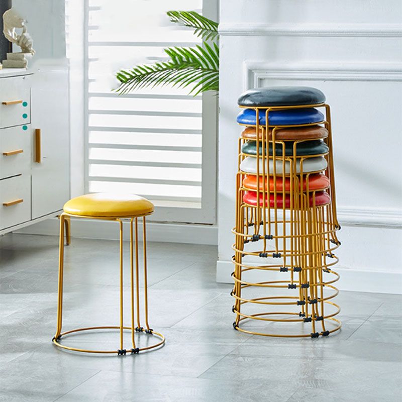 Metal Frame Pouf Plain Round Contemporary Velvet Fade Resistant Ottoman Clearhalo 'furn' 'furn_ottomans_poufs' 'Furniture' 'Living Room Furniture' 'Ottomans & Poufs' 'ottomans_poufs' 1200x1200_b7b4570f-c608-40d5-b0c6-344c8b8f41ad