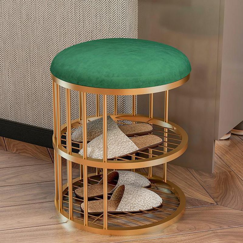 Glam Cylinder Shape Pouf Chair Plain Velvet with Bottom Rack Storage Pouf Clearhalo 'furn' 'furn_ottomans_poufs' 'Furniture' 'Living Room Furniture' 'Ottomans & Poufs' 'ottomans_poufs' 1200x1200_b7b49354-777a-4547-90cb-952ff3265dde