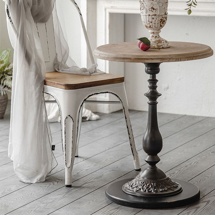 French Country Stylepedestal Base Design Circular Old Solid Wood Table Side Table