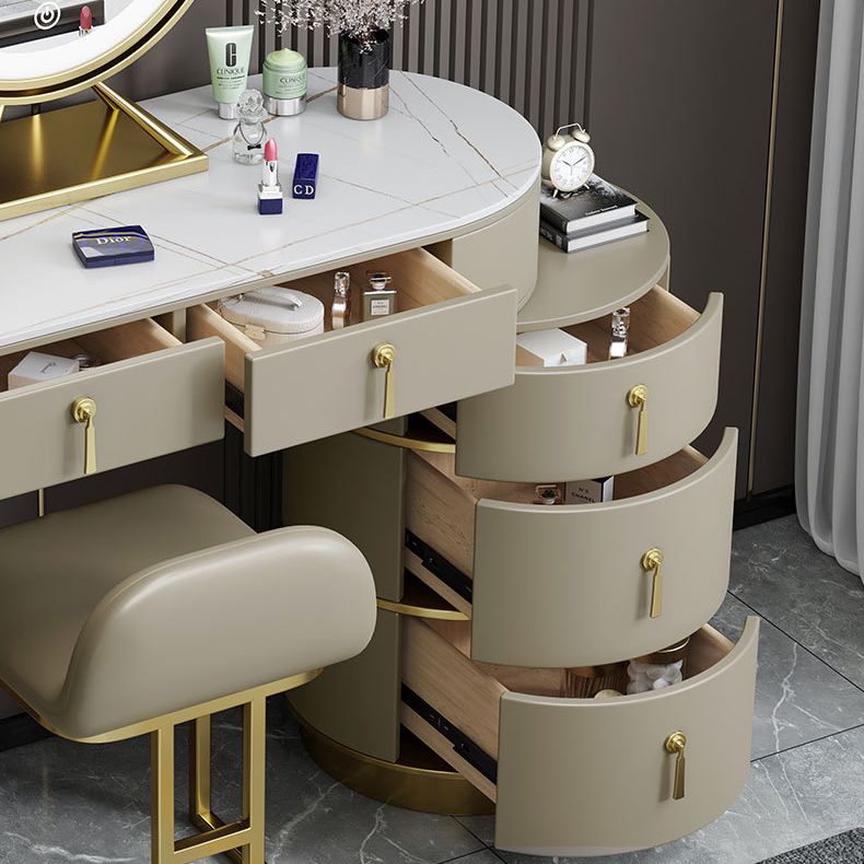 Stone Top Vanity Makeup Table with 5 Storage Drawers for Bedroom Clearhalo 'Bedroom Furniture' 'furn' 'furn_makeup_vanities' 'Furniture' 'Makeup Vanities' 'makeup_vanities' 1200x1200_b7b8eff3-febf-43af-8a68-4ad924a55502