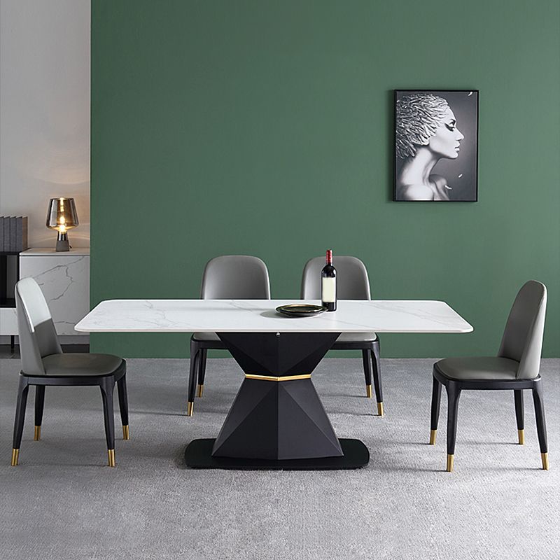 White Stone Top Dinette Set 1/4/5 Pieces Modern Indoor Dining Table Set Clearhalo 'Dining Room Sets' 'Dining Tables & Seating' 'dining_room_set' 'furn' 'furn_dining_room_set' 'Furniture' 'Kitchen & Dining Furniture' 1200x1200_b7b9013a-da1c-44d3-aff5-393eebb77a18