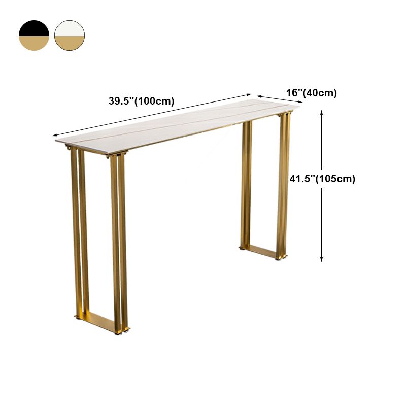 Glam Marble Counter Table with Rectangle Table Top Sled Table - 41.3" H Clearhalo 'Bar Furniture' 'Bar Tables' 'bar_tables' 'furn' 'furn_bar_tables' 'Furniture' 'furniture_bar_tables' 'Kitchen & Dining Furniture' 1200x1200_b7b95e48-c0c6-4cef-9f86-09c066347aaa