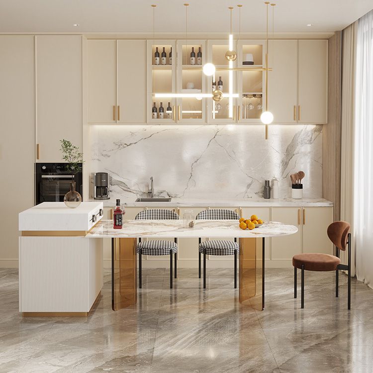 Modern Dining Table Sintered Stone Table with Acrylic Legs for Home Use Clearhalo 'Dining Tables & Seating' 'Dining Tables' 'dining_table' 'furn' 'furn_dining_table' 'Furniture' 'Kitchen & Dining Furniture' 1200x1200_b7bbb2b0-d780-4152-935c-cbc8b47b8bc4
