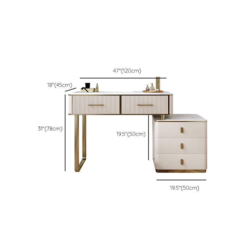 Glam Stone Vanity Dressing Table 5-Drawers Vanity Dressing Table