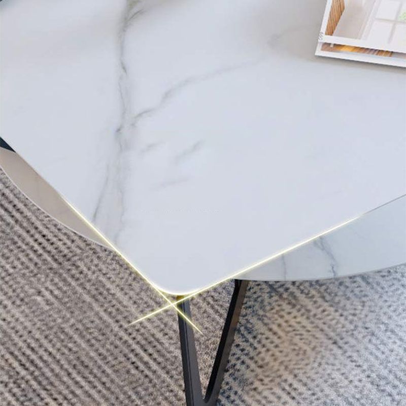 Cross Legs Slate Coffee Table Shelf Included Rectangle Single Cocktail Table