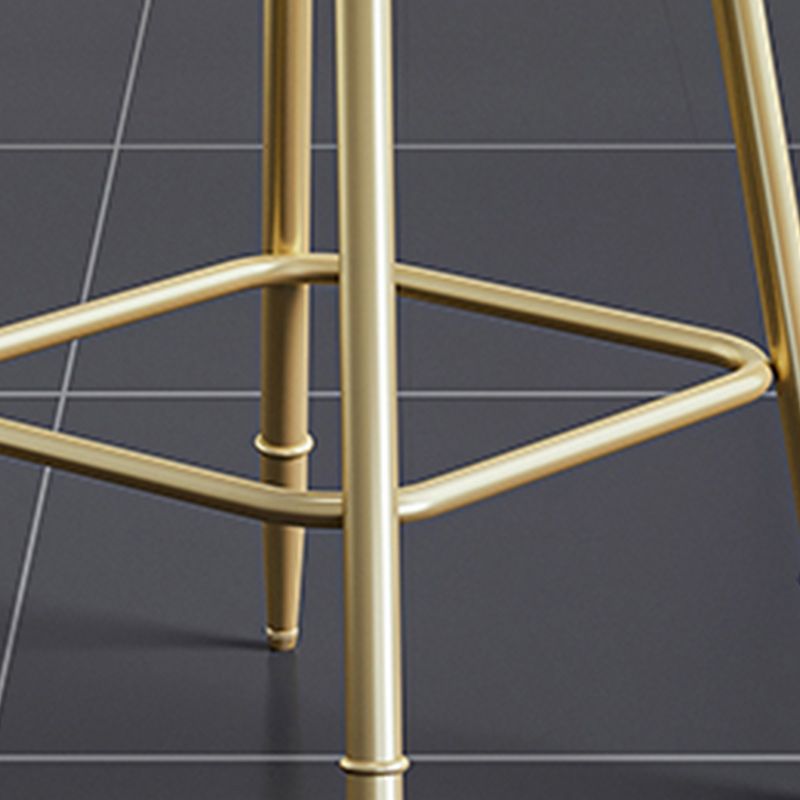 Glam Armless Backrest Counter Stool Iron Kitchen Bar Stool with Leather Cushion and Pedal Clearhalo 'Bar Furniture' 'Bar Stools' 'bar_stools' 'furn' 'furn_bar_stools' 'Furniture' 'furniture_bar_stools' 'Kitchen & Dining Furniture' 1200x1200_b7c0e295-ee8e-4221-b443-95f4fc8194a2