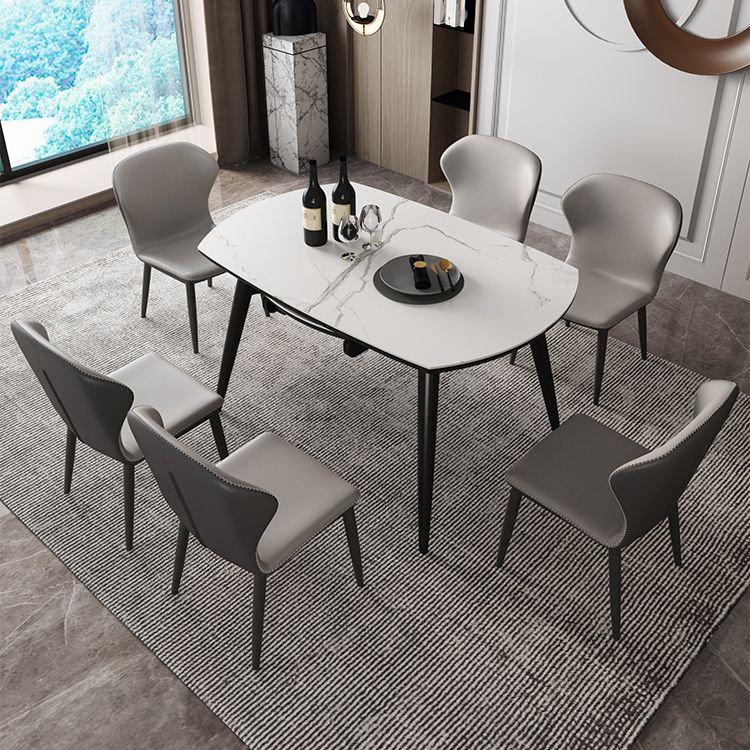 Simplicity Round Dining Table White Sintered Stone Table with 4 Ash Solid Wood Legs Clearhalo ' dining_table' 'Dining Tables & Seating' 'Dining Tables' 'furn' 'furn_dining_table' 'Furniture' 'furniture_dining_table' 'Kitchen & Dining Furniture' 'kitchen&dining_furn' 'kitchen' 'kitchen_dining_table' 1200x1200_b7c25060-bd46-4370-bb68-bdd1a5e834b8