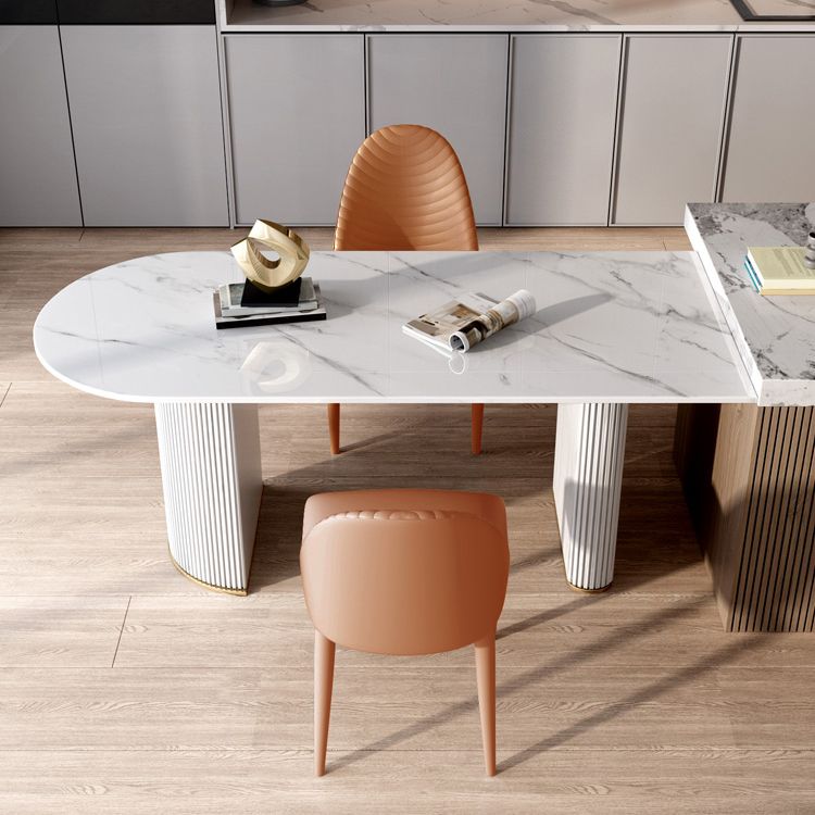 Sintered Stone Top Luxury White Table Table with Double Pedestal Base for Restaurant Clearhalo ' dining_table' 'Dining Tables & Seating' 'Dining Tables' 'furn' 'furn_dining_table' 'Furniture' 'furniture_dining_table' 'Kitchen & Dining Furniture' 'kitchen&dining_furn' 'kitchen' 'kitchen_dining_table' 1200x1200_b7c25b70-6244-46d4-81b1-86c52054ea08