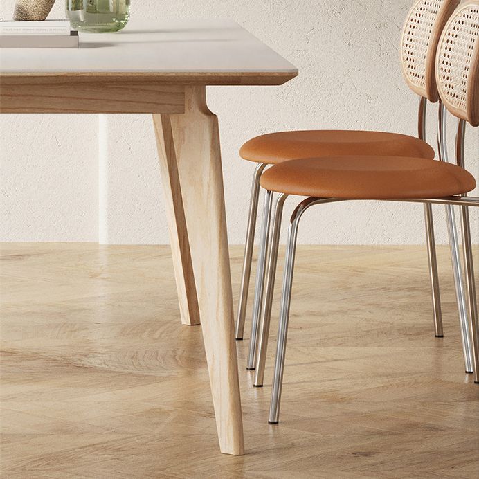 Modern 1/2/5/7 Pieces Dining Set Stone Rectangle Dining Table Set in White Clearhalo 'Dining Room Sets' 'Dining Tables & Seating' 'dining_room_set' 'furn' 'furn_dining_room_set' 'Furniture' 'Kitchen & Dining Furniture' 1200x1200_b7c279cd-60cd-486d-be93-c26dc8e1dbb9