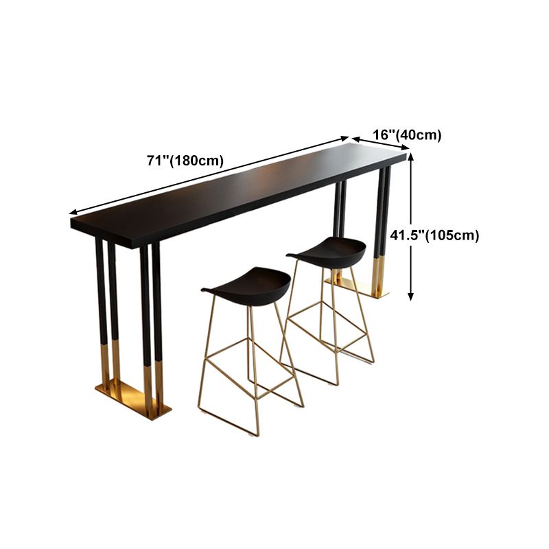 Kitchen Rectangle Wood Top Counter Table Gold Legs Glam Style Bar Table Clearhalo 'Bar Furniture' 'Bar Tables' 'bar_tables' 'furn' 'furn_bar_tables' 'Furniture' 'furniture_bar_tables' 'Kitchen & Dining Furniture' 1200x1200_b7c304b3-c447-4df8-8856-ba44f85d9b43