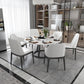 White Stone Top Dining Table Contemporary Dining Table with Pedestal Base Clearhalo 'Dining Tables & Seating' 'Dining Tables' 'dining_table' 'furn' 'furn_dining_table' 'Furniture' 'furniture_dining_table' 'Kitchen & Dining Furniture' 'kitchen' 'kitchen_dining_table' 1200x1200_b7c3561d-4d9f-4cf0-a3c6-30aba5aec941