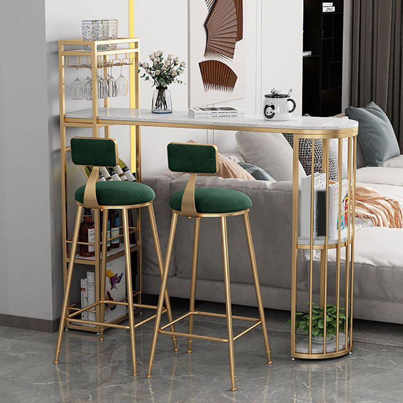 Glam Style Bar Table Marble Pub Table with Wine Cabinet for Dining Room Clearhalo 'Bar Furniture' 'Bar Tables' 'bar_tables' 'furn' 'furn_bar_tables' 'Furniture' 'furniture_bar_tables' 'Kitchen & Dining Furniture' 'kitchen&dining_furn' 'kitchen' 1200x1200_b7c37d4b-d51a-40a2-b377-6d93113102fb