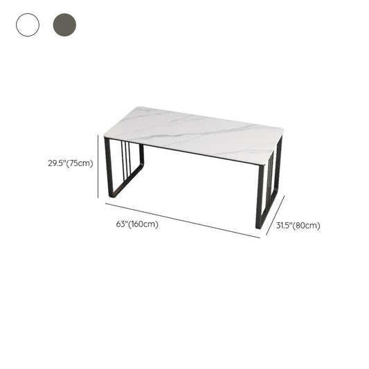 Contemporary Rectangle Writing Desk Antique Finish Office Desk with Metal Legs