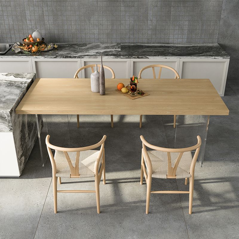 Solid Wood and Acrylic Dinner Table Modern Fixed Table Double Pedestal Dining Table Clearhalo 'Dining Tables & Seating' 'Dining Tables' 'dining_table' 'furn' 'furn_dining_table' 'Furniture' 'furniture_dining_table' 'Kitchen & Dining Furniture' 'kitchen' 'kitchen_dining_table' 1200x1200_b7c46a15-8ca6-411e-ad17-83addc60e049