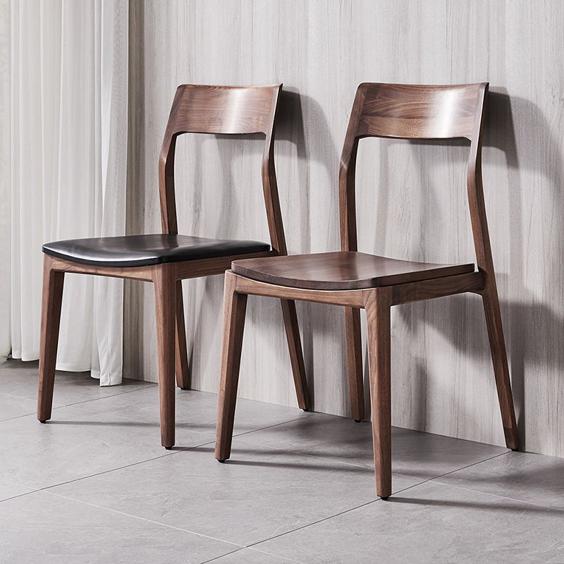 Contemporary Indoor Walnut Solid Wood Open Back Side Dining Chair ...