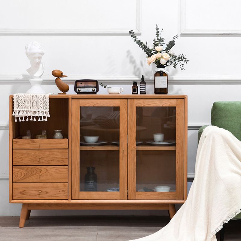 Hedendaagse massief houten zijde bord glazen deuren zijbord met laden