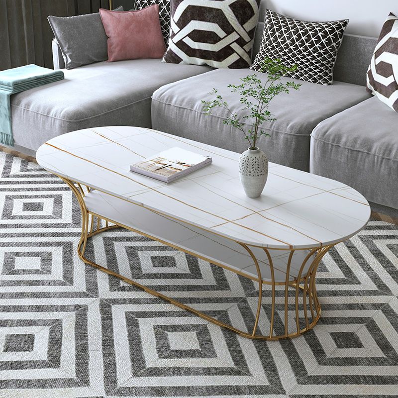 Glam 17,7 "H tavolino in ardesia ovale Tavolo da cocktail in metallo