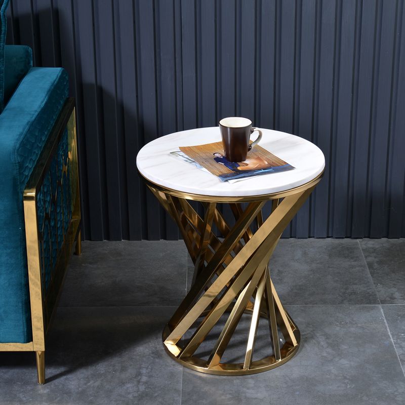 Contemporary Style Round Side End Table Metal Frame Side Table Clearhalo 'Coffee & Accent Tables' 'End & Side Tables' 'end_side_table' 'end_side_tables' 'furn' 'furn_end_side_tables' 'Furniture' 'furniture_end_side_table' 'Living Room Furniture' 1200x1200_b7c72b1d-552e-4520-990e-4071e210e3c5
