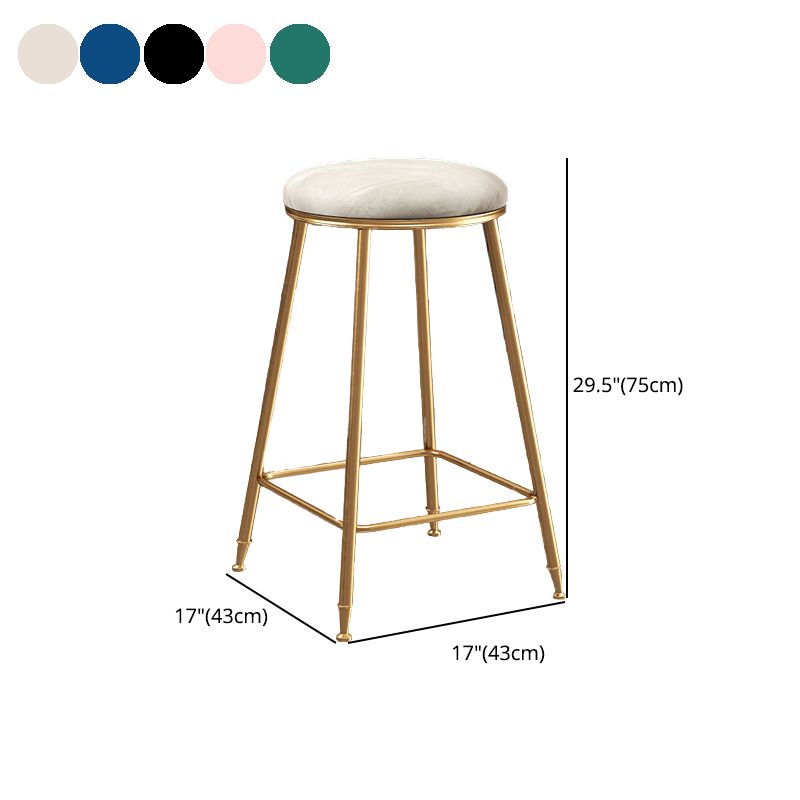 Scandinavian Upholstered Fabric Stools for Home Armless Backless Stools with 4 Gold Legs Clearhalo 'Bar Furniture' 'Bar Stools' 'bar_stools' 'furn' 'furn_bar_stools' 'furniture_bar_stools' 'Kitchen & Dining Furniture' 'kitchen&dining_furn' 'kitchen' 'kitchen_furn' Furniture' 1200x1200_b7c72db0-6aa7-47ad-ab02-61a6f1e1009f