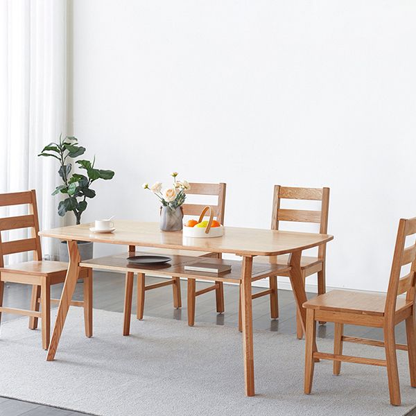 Storage Oak Wood Dining Table in Nature Rectangle Kitchen Table with 4 Legs Clearhalo ' dining_table' 'Dining Tables & Seating' 'Dining Tables' 'furn' 'furn_dining_table' 'Furniture' 'furniture_dining_table' 'Kitchen & Dining Furniture' 'kitchen&dining_furn' 'kitchen' 'kitchen_dining_table' 1200x1200_b7c801ad-5483-48eb-aa65-89c9a2bb3c10