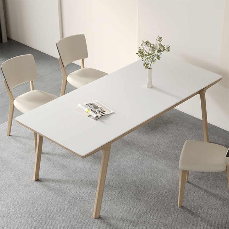 Mesa de comedor rectangular de madera maciza con 4 patas, mesa de comedor para comedor