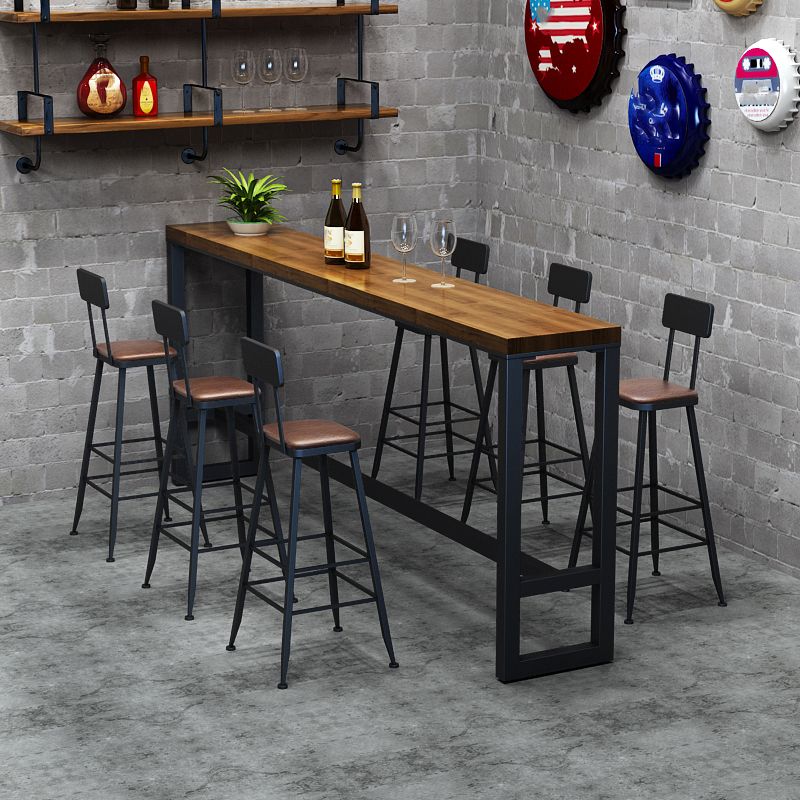 Industrial Wood Bar Table Set 1/2/7 Pieces Rectangular Counter Set for Home Use Clearhalo 'Bar Furniture' 'furn' 'furn_home_bar_bar_sets' 'Furniture' 'Home Bars & Bar Sets' 'home_bar_bar_sets' 'Kitchen & Dining Furniture' 1200x1200_b7c9b596-850c-4377-a49f-e4114b182412
