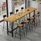 Light Brown Modern Style Bar Table Solid Wood Rectangular Bar Table with Metal Base Clearhalo 'Bar Furniture' 'Bar Tables' 'bar_tables' 'furn' 'furn_bar_tables' 'Furniture' 'furniture_bar_tables' 'Kitchen & Dining Furniture' 1200x1200_b7ca35d6-cac7-4915-8eb1-be3ae1ca77b6