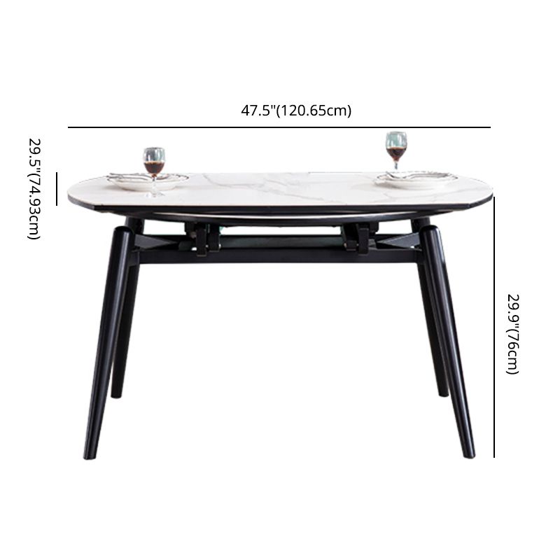 Contemporary Sintered Stone Top Dining Furniture 4 Black Legs Table Collapsible for Kitchen Clearhalo 'Dining Room Sets' 'Dining Tables & Seating' 'dining_room_set' 'furn' 'furn_dining_room_set' 'Furniture' 'furniture_dining_room_set' 'Kitchen & Dining Furniture' 'kitchen&dining_furn' 'kitchen' 1200x1200_b7ca8b77-6a61-4769-8104-1f28be381462
