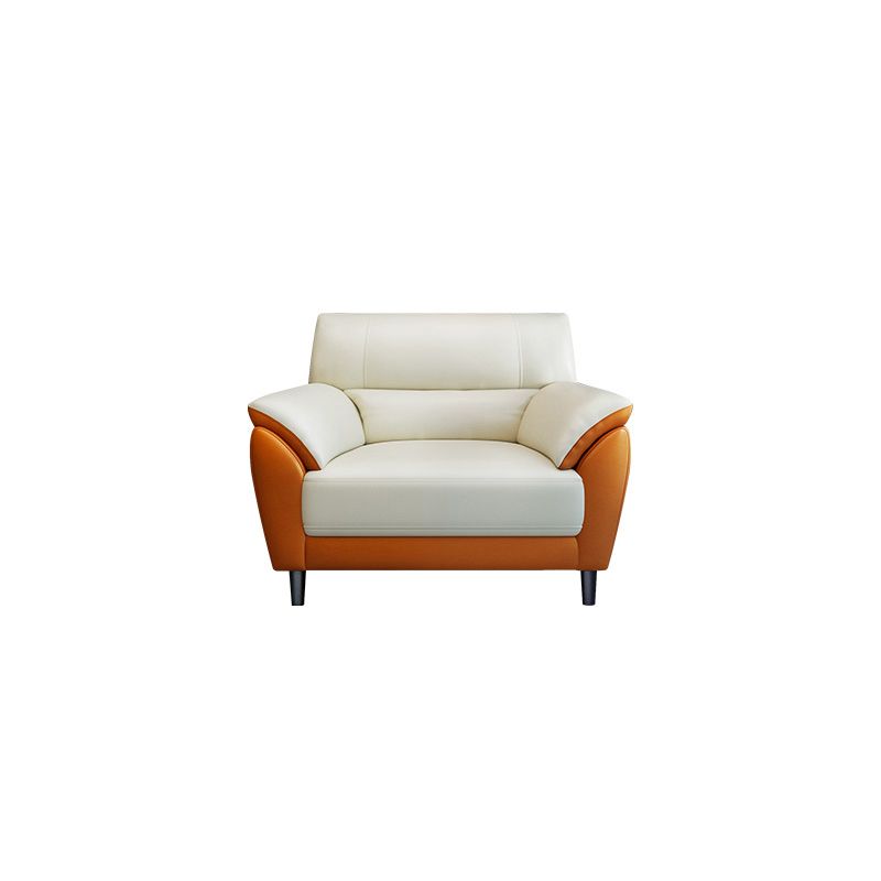 Genuine Leather Stain Resistant Contemporary Settee Couch in Orange and White Clearhalo 'furn' 'furn_sofas' 'Furniture' 'Living Room Furniture' 'Sofa' 'sofas' 1200x1200_b7cd00b4-8777-4fdd-acc6-1a96820598fd