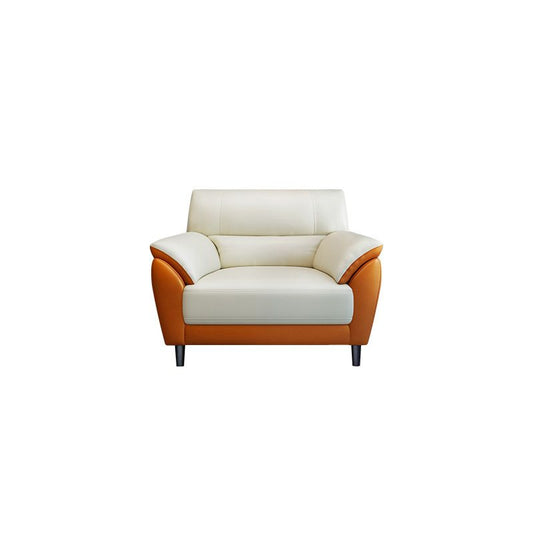 Genuine Leather Stain Resistant Contemporary Settee Couch in Orange and White Clearhalo 'furn' 'furn_sofas' 'Furniture' 'Living Room Furniture' 'Sofa' 'sofas' 1200x1200_b7cd00b4-8777-4fdd-acc6-1a96820598fd