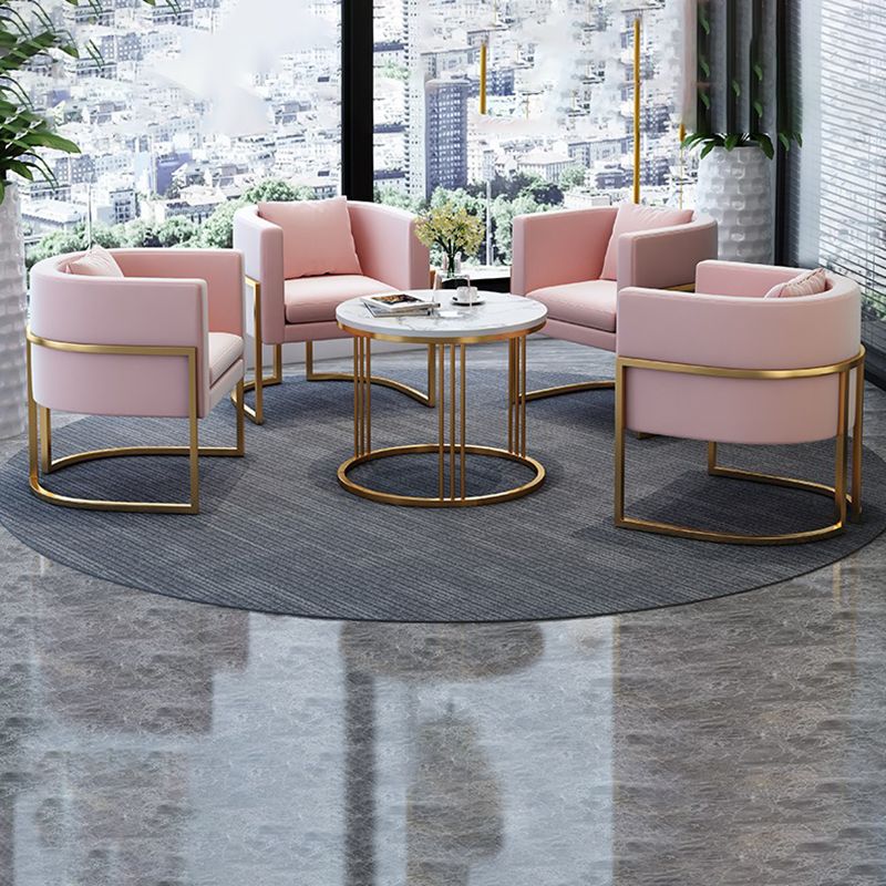 Parsons Arm Chair Leather Indoor Dining Chair with Gold Frame Clearhalo 'Dining Chairs' 'Dining Tables & Seating' 'dining_chair' 'furn' 'furn_dining_chair' 'Furniture' 'Kitchen & Dining Furniture' 1200x1200_b7cd45dc-5ad3-4c92-9b36-1ac4a8992b92
