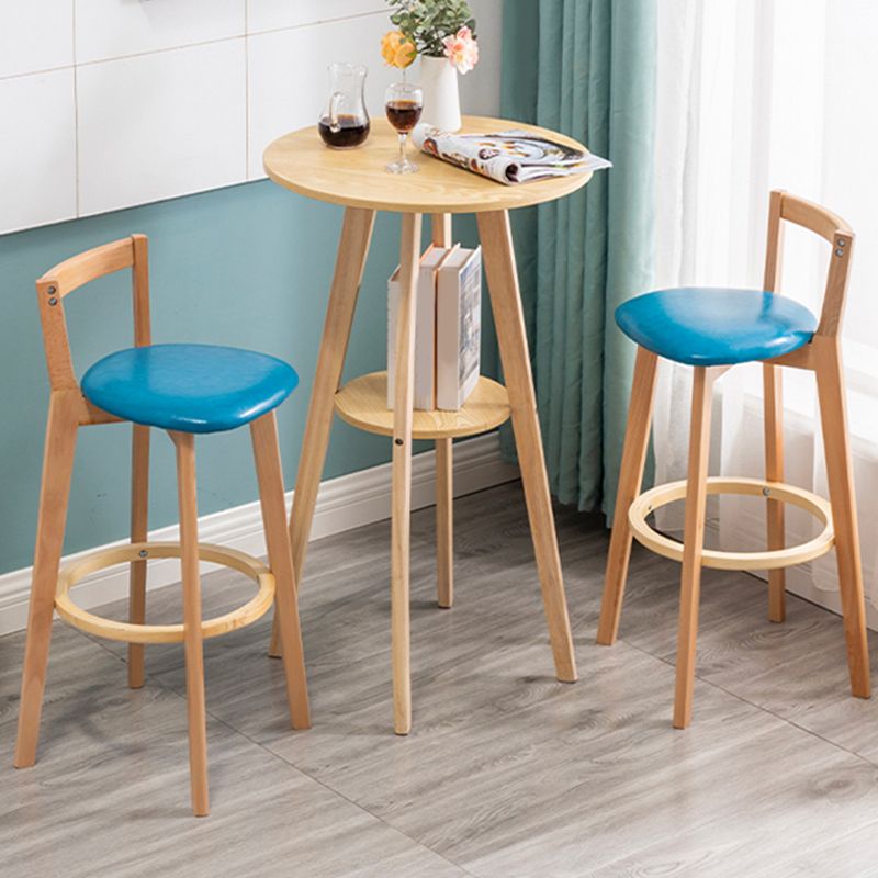 Nordic Armless Backrest Counter Stool Wood Cashier Bar Stool with Cushion and Pedal