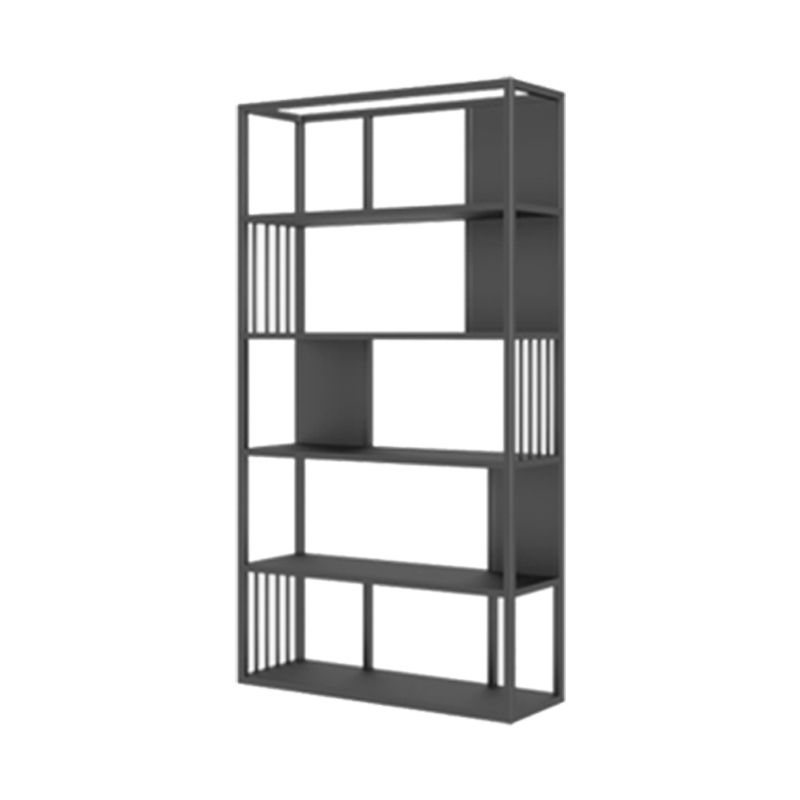 Industrial Metal Bookshelf Standard Black Open Back Bookcase with Shelves Clearhalo 'Bookcases' 'furn' 'furn_bookcases' 'Furniture' 'Office Furniture' 1200x1200_b7cdf305-1c77-45db-b469-ae866849a688