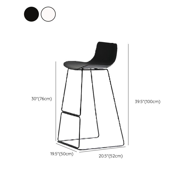 Barhocker mit nordischer Rückenlehne und Metallgestell, armloser Kunststoff-Café-Barhocker