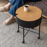 Modern Cross Legs End Table Removable Round Sofa Table with Storage