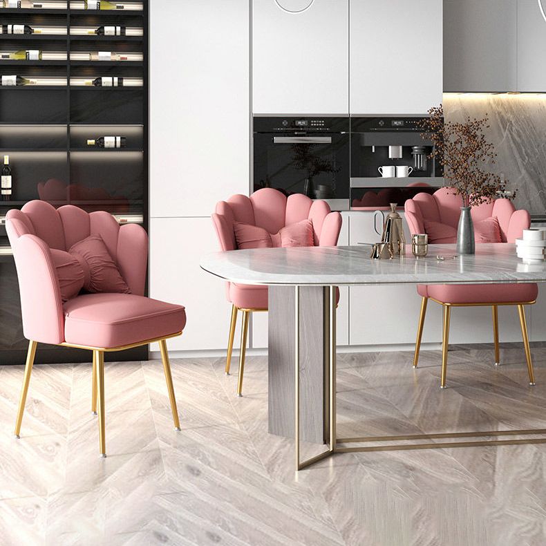 Glam Dining Room Chair 21'' Wide Solid Back Chair with 4 Metal Legs for Home Clearhalo ' kitchen&dining_furn' 'Dining Chairs' 'Dining Tables & Seating' 'dining_chair' 'furn' 'furn_dining_chair' 'Furniture' 'furniture_dining_chair' 'Kitchen & Dining Furniture' 'kitchen' 1200x1200_b7d2c256-b3c5-4985-8af1-45c8efe21bd3