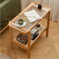 Mesa de esquina de la sala de estar de doble nivel de madera maciza rectangular con mesa de estante