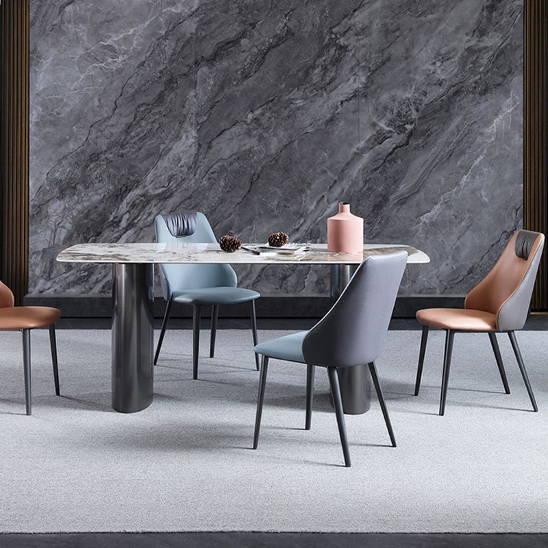 Industrial Style Faux Leather Chairs Armless Side Chairs with Metal Legs for Home Use Clearhalo 'Dining Chairs' 'Dining Tables & Seating' 'dining_chair' 'furn' 'furn_dining_chair' 'Furniture' 'Kitchen & Dining Furniture' 1200x1200_b7d68f8f-ea20-4955-8677-93edc5067671