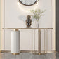 Modern Oval Console Table Stone Console Sofa Table in White for Home