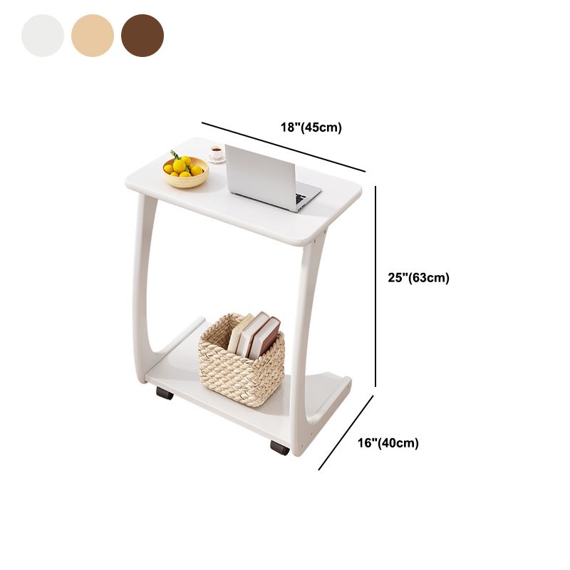 Nordic Style Rectangular Solid Wood Table with Wheel Base Coffee Table