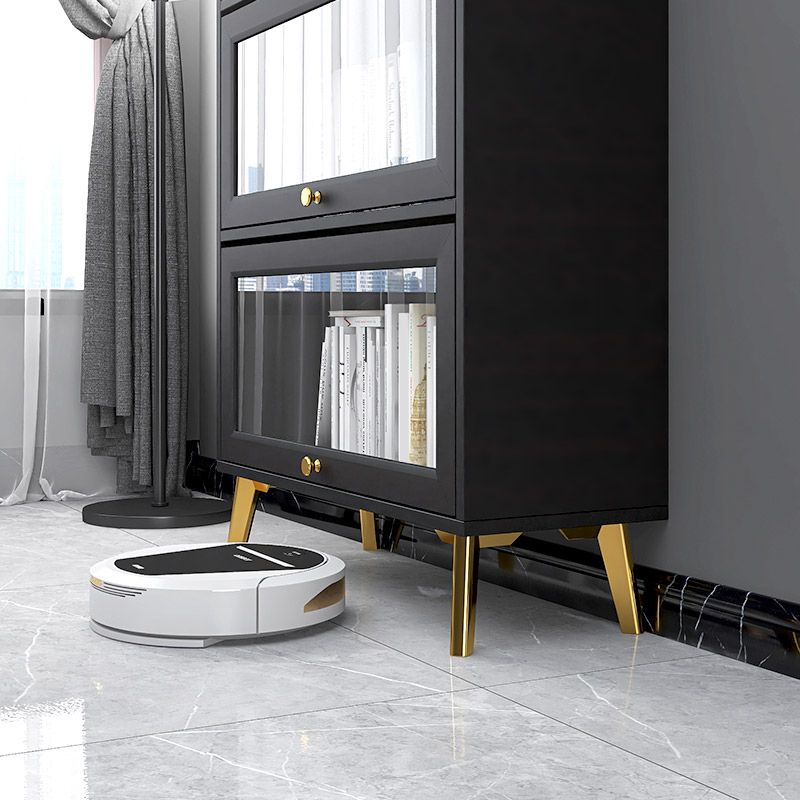 Modern 11.81" W Wooden Side Cabinet with Glass Doors in Black Clearhalo 'Cabinets & Chests' 'cabinets_chests' 'furn' 'furn_cabinets_chests' 'Furniture' 'Living Room Furniture' 1200x1200_b7d8426d-9412-4964-8e87-8f66841d8ed2