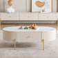 2 Legs Single Coffee Table Glam Oval Coffee Table with Drawer Clearhalo 'Coffee & Accent Tables' 'Coffee Tables' 'coffee_tables' 'furn' 'furn_coffee_tables' 'Furniture' 'Living Room Furniture' 1200x1200_b7d85892-fc6d-4ecd-9f26-c17a3f7d3863