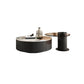 Stone Coffee Table Pedestal Nesting Coffee Table Set with Drawer