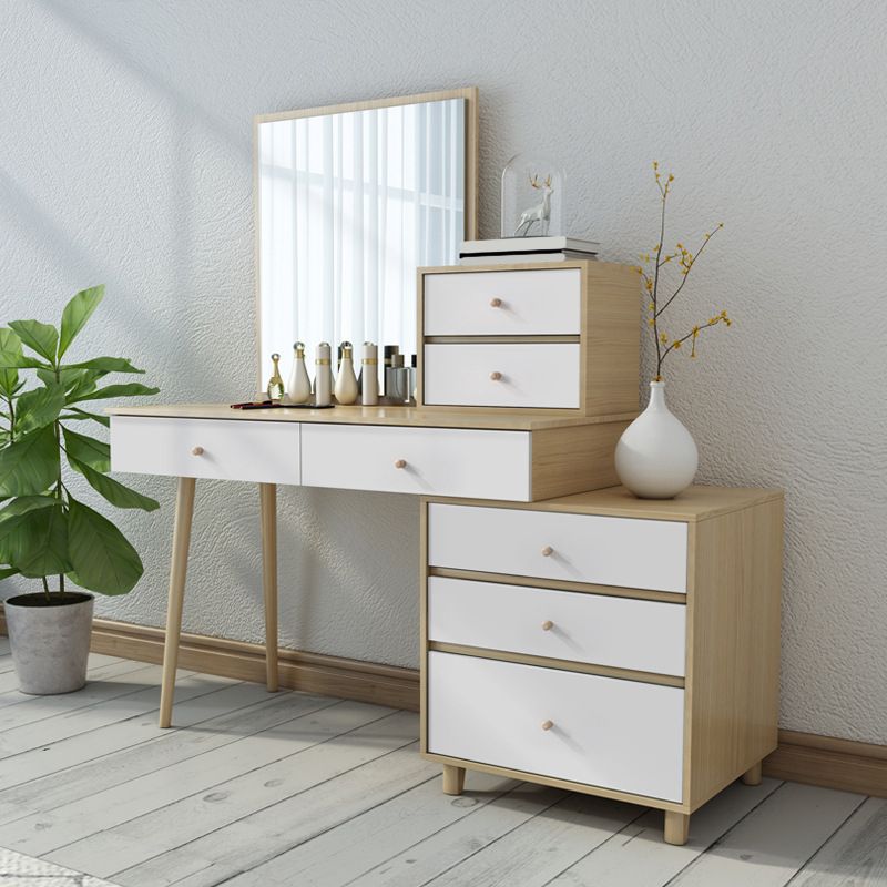 Tocador de maquillaje de dormitorio en tocador de madera de ingeniería nórdica natural